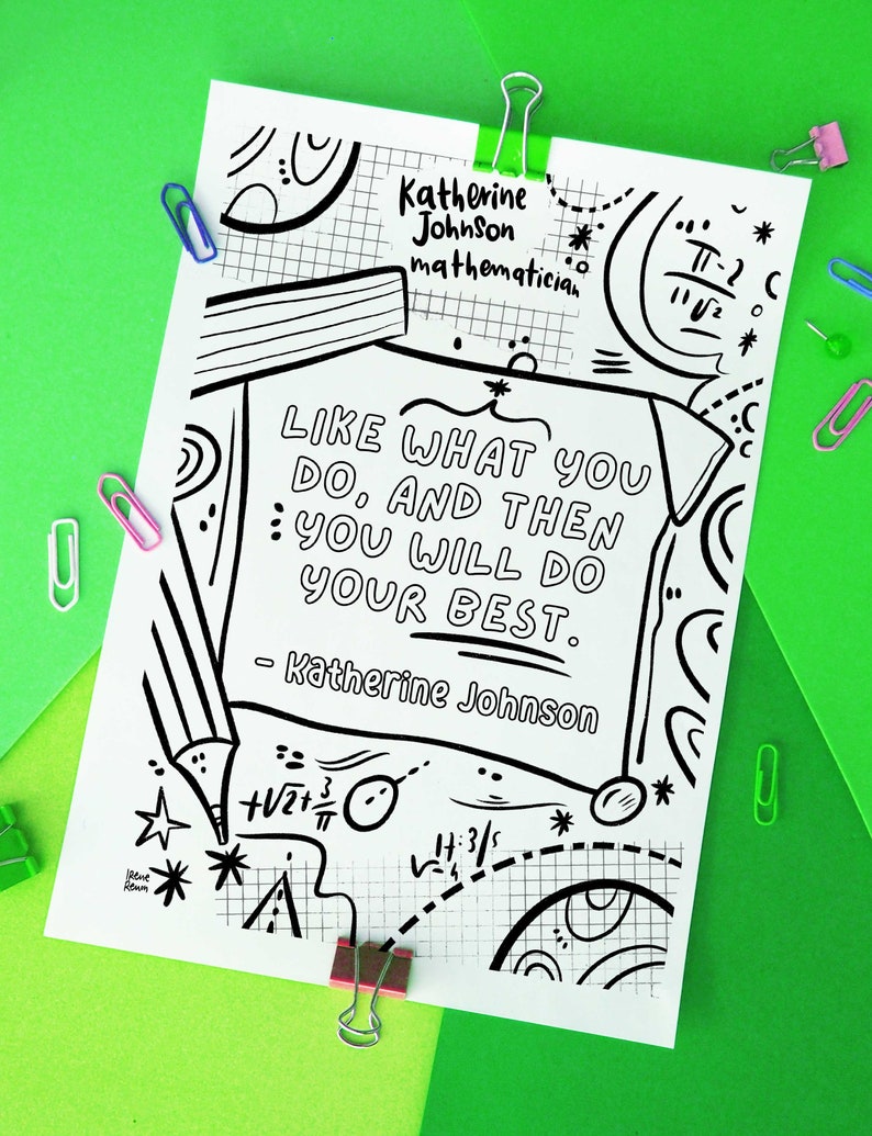 KATHERINE JOHNSON Coloring Page Downloadable Coloring Sheet Etsy Ireland