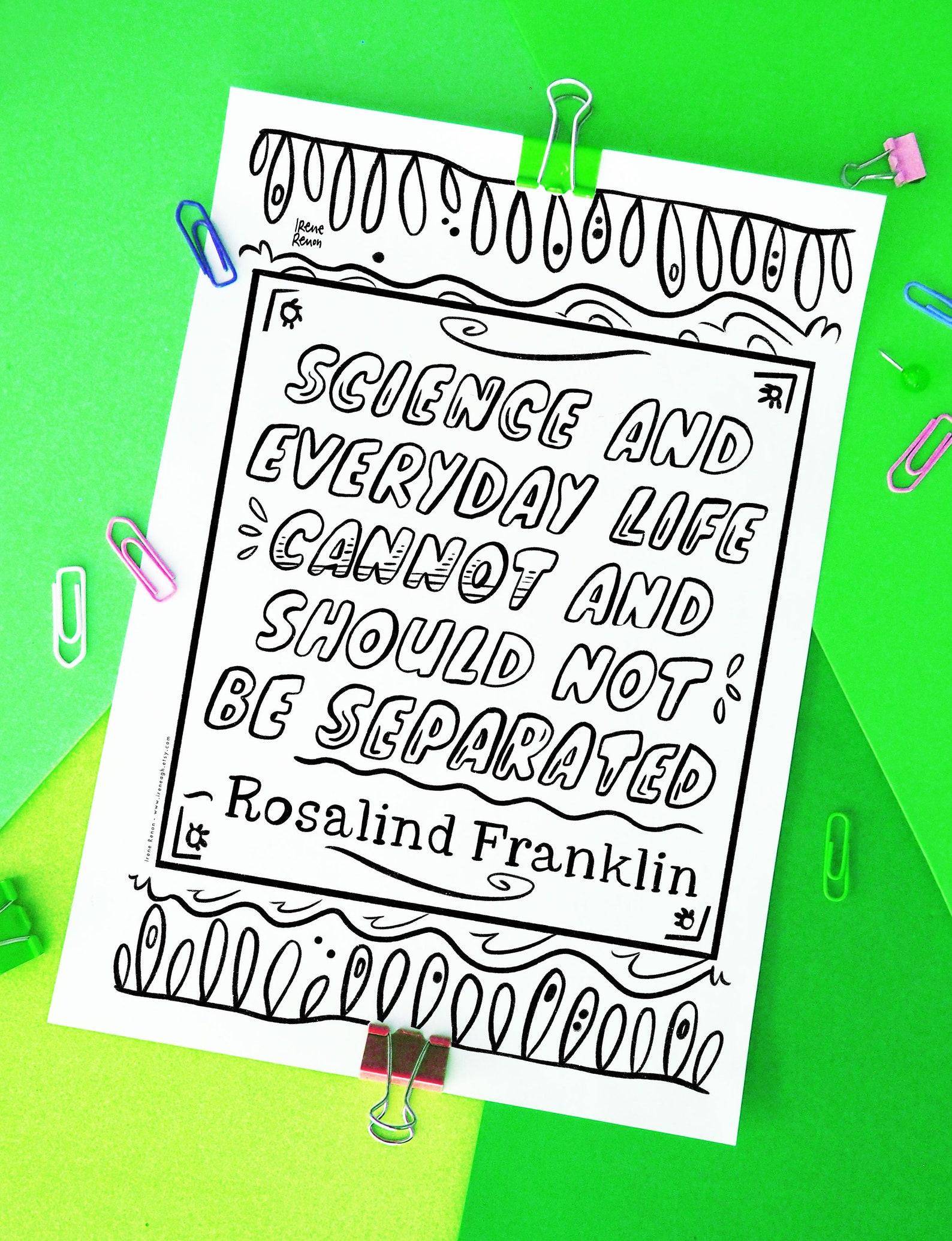 Quote Coloring Page ROSALIND FRANKLIN Inspiring Quote - Etsy