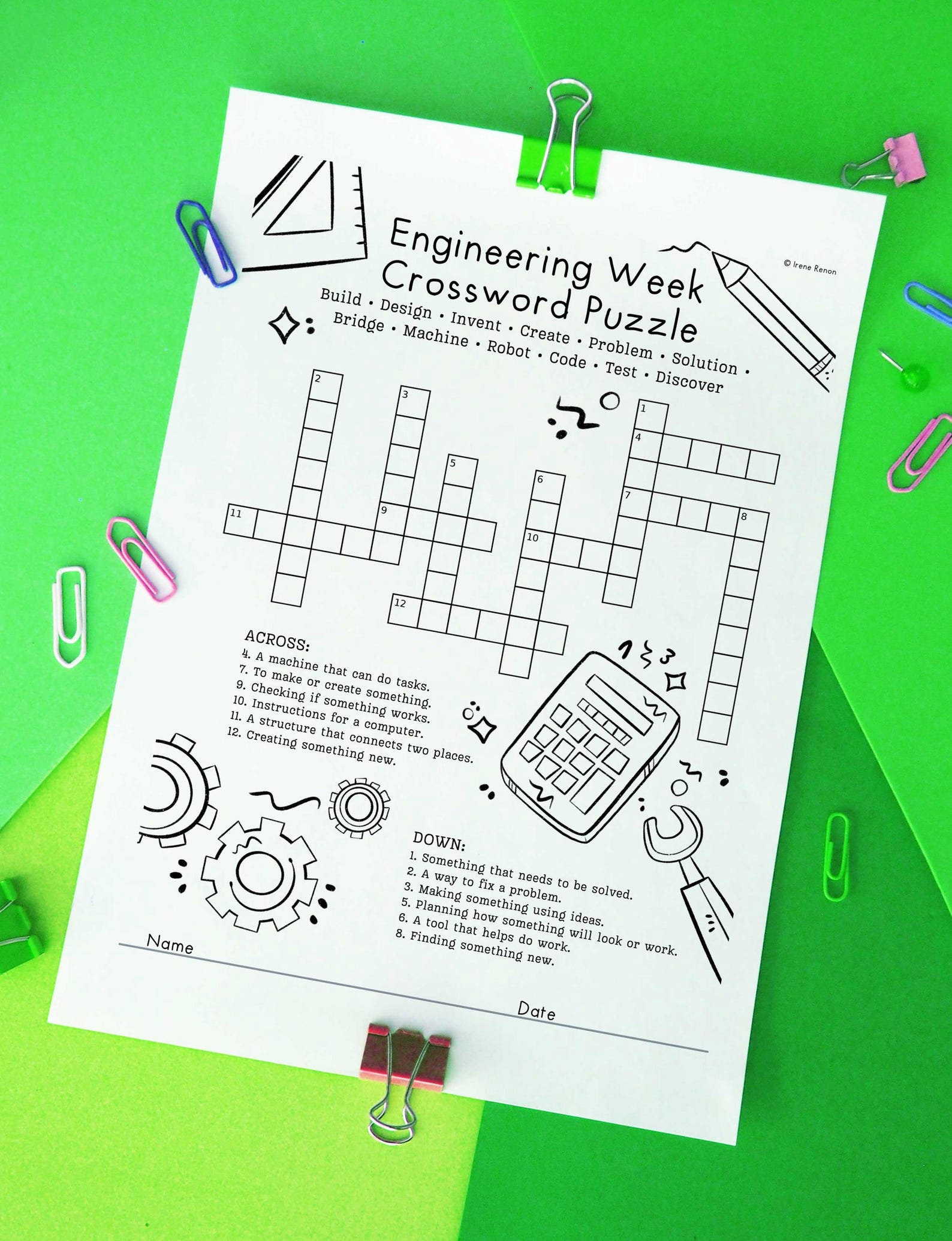 Engineering Week Crossword Puzzle: STEM Worksheet (digital Download) - Etsy