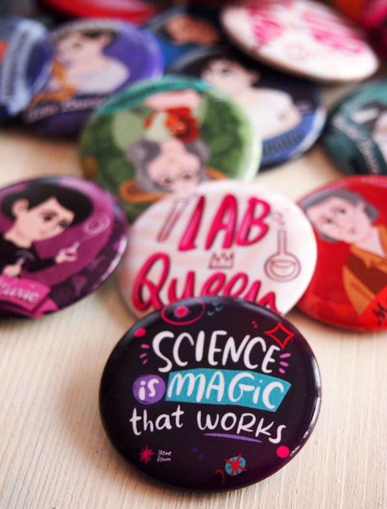 Science Button Pin 5 Science Lab Pin Science Pin Teacher Appreciation Gift Custom Pin Bundle Researcher Present Women in STEM Geeky Gift image 5