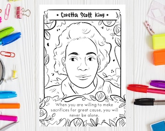 Printable Coloring Coretta Scott King Educational Coloring Page Historical Figure Black History Month Coloring Activity Civil Rights Leader