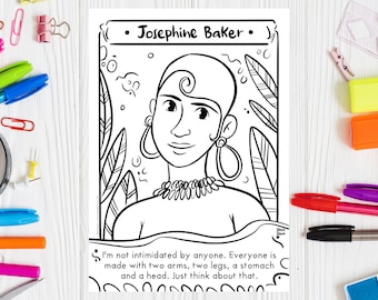 JOSEPHINE BAKER Coloring Page Women in History Printable Drawing Women History Month Inspiring Coloring Sheet International Women Day Print