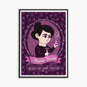Marie Curie Poster Classroom Decor Elementary Wall Art Women In Science Poster Physics Print Women in History Stem Woman Waiting Room Art