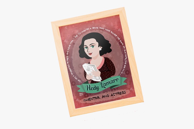 Inspirational Women Wall Art Science Poster Hedy Lamarr Famous Inventor