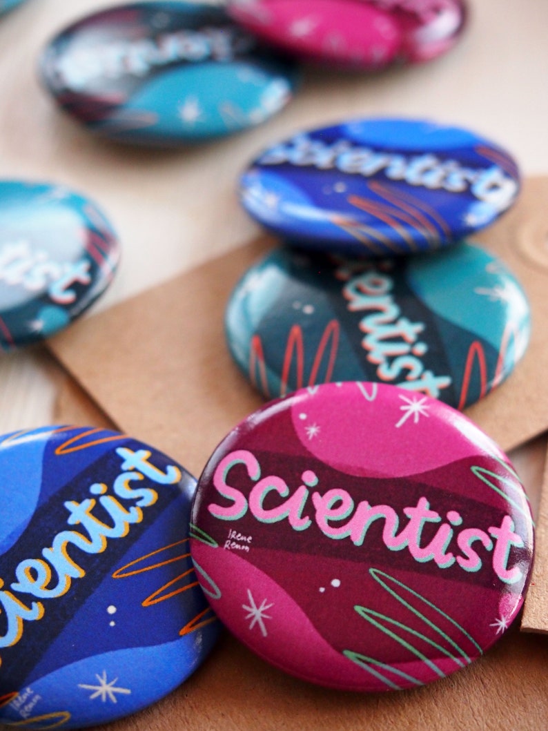 Science Button Pin 5 Science Lab Pin Science Pin Teacher Appreciation Gift Custom Pin Bundle Researcher Present Women in STEM Geeky Gift image 3