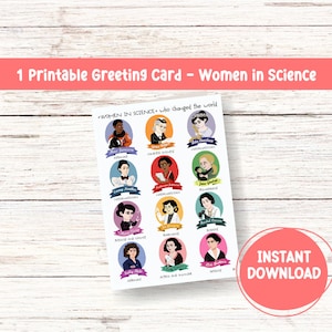 Tarjeta de graduación para mujeres en la ciencia Tarjeta imprimible para mujeres en STEM Tarjeta de felicitación imprimible para mujeres en STEM Tarjeta de cumpleaños Tarjeta de graduación para hija de ciencia