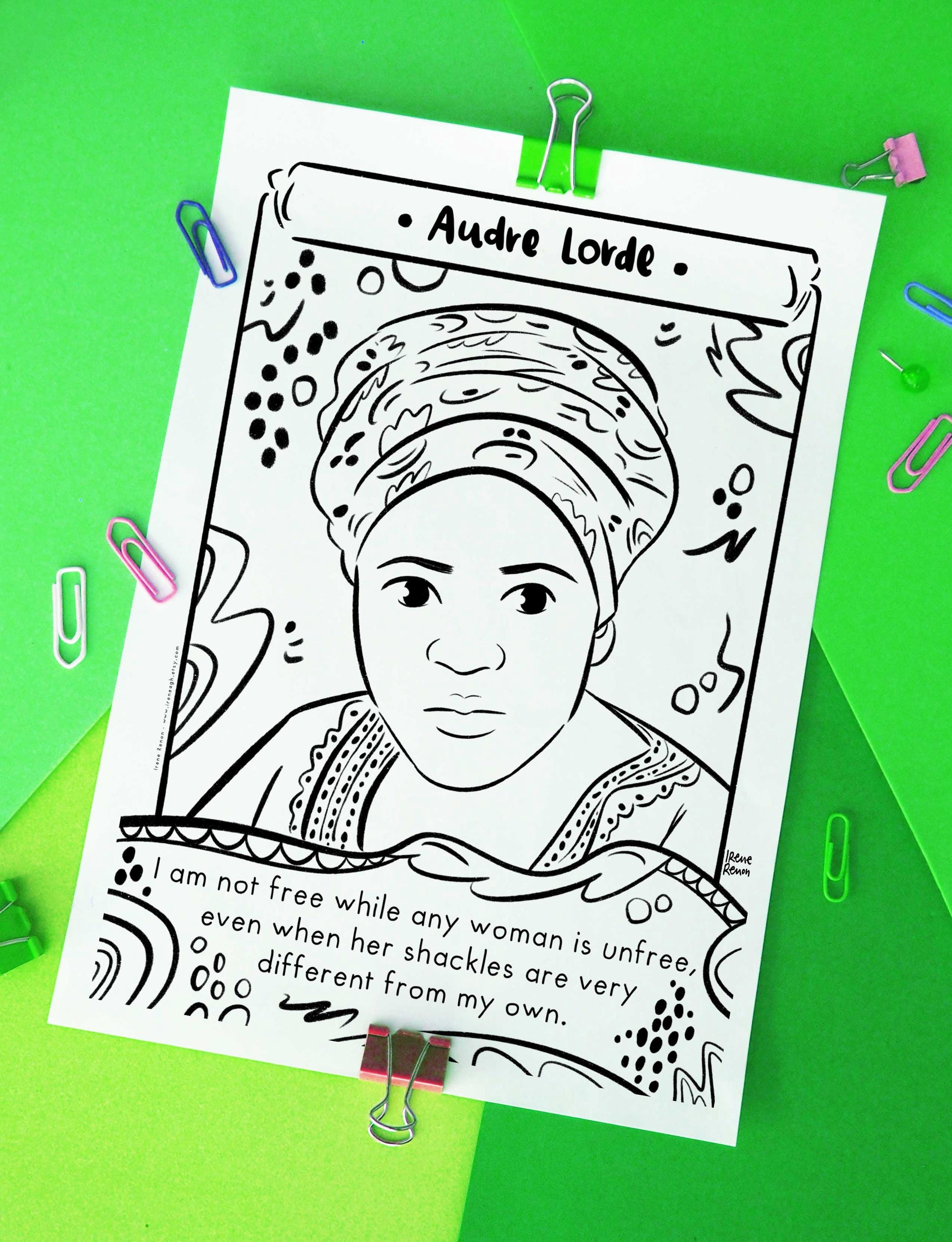 Lorde Color Page Audre Lorde Coloring Page, Queer Icon Printable (digital Download) - Etsy