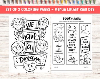 Black History Month Printable Learning Material Martin Luther King Day Activity for Kids Black Heritage Month Bookmark Coloring Page MLK