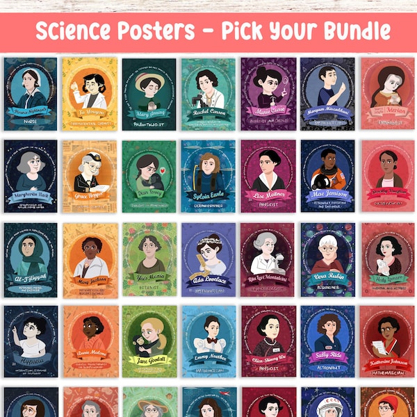 Science Classroom Decor Bundle Women in Stem Poster Science Wall Art Science Teacher Gift Science Themed Girl Room Decor Famous Scientist