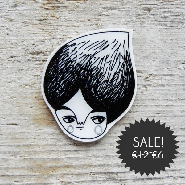 Modern brooch, black & white pin, Amanda
