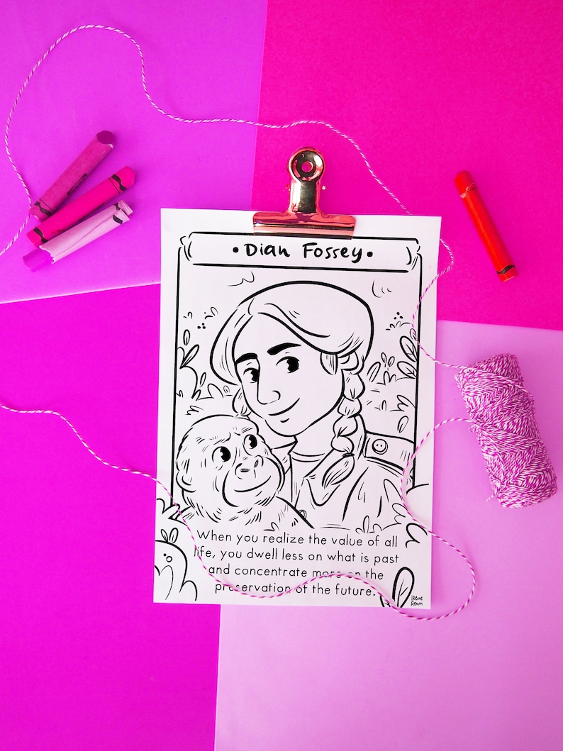Dian Fossey Coloring Page: Women in STEM, Science Teacher Activity ...