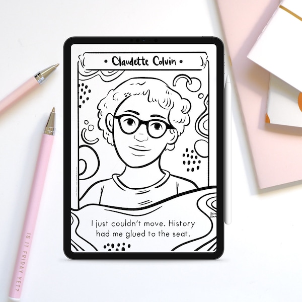 Coloring Page Claudette Colvin Coloring Pages Women in history Civil Rights Movement African American Coloring