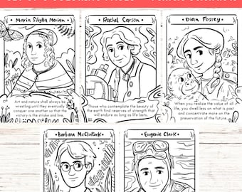 Printable Coloring Page Science Kit for Kid Women In Science Drawing Stem Women Famous Female Scientist Educational Art STEM Coloring Bundle