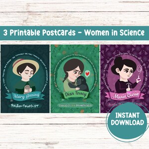 Cartoline stampabili, Marie Curie - Mary Anning - Dian Fossey