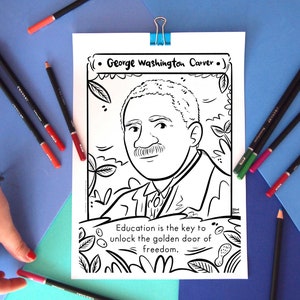 George Washington Carver Heritage Month Coloring Sheet Infleuntial Black Men History Printable Drawing Historical Figure