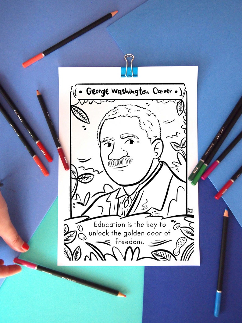 George Washington Carver Heritage Month Coloring Sheet Infleuntial Black Men History Printable Drawing Historical Figure