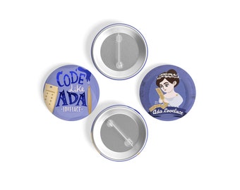 Ada Lovelace Pin Button Science Gift Set Computer Science Teacher Gift Women Stem Present Programmer Gift Women in Science Female Scientist