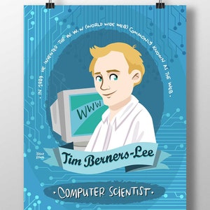 Tim Berners Lee Poster Programmer Gift Internet Pioneer Art Web Inventor Tech Icon Wall Art