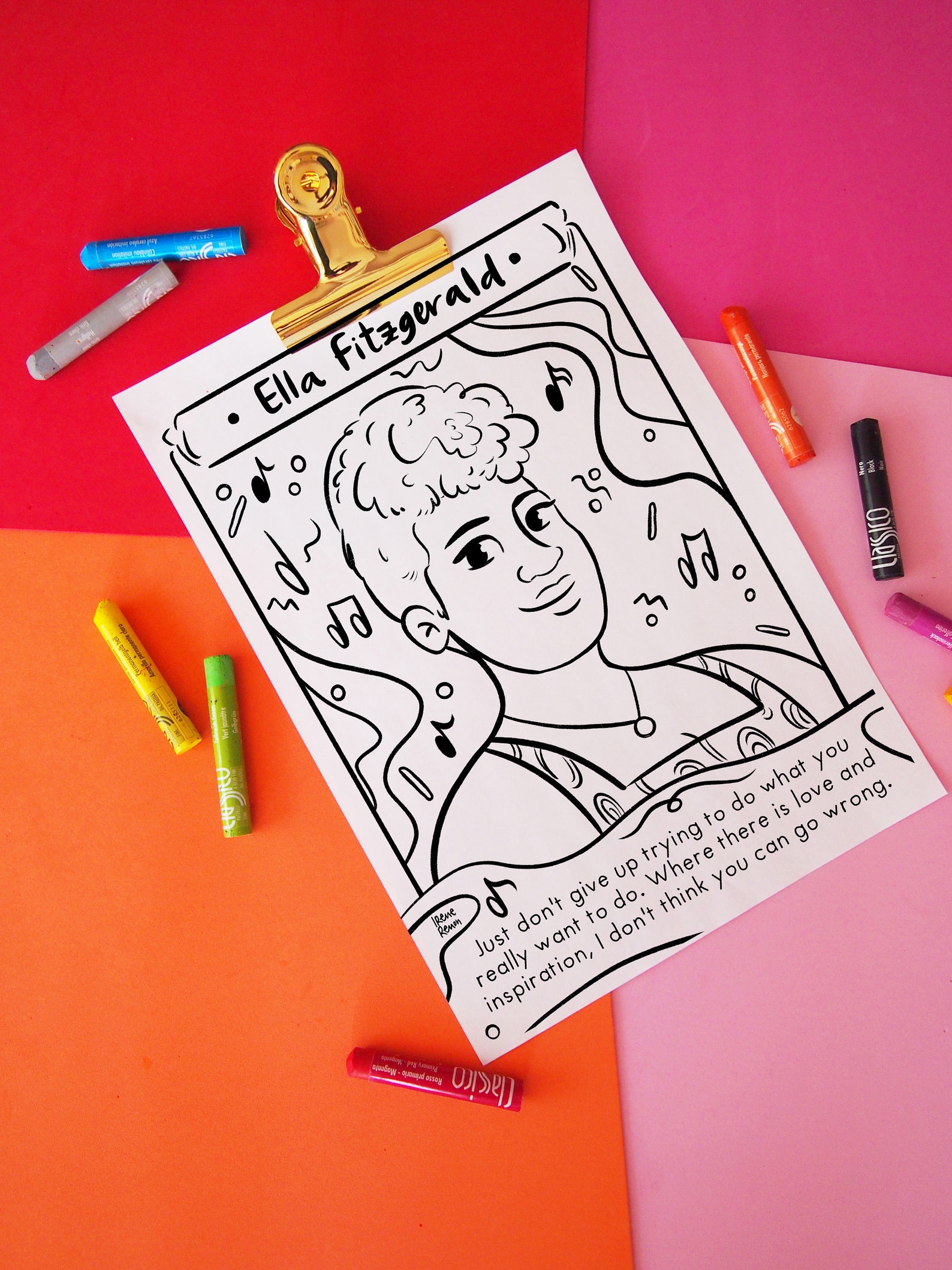 Ella Fitzgerald Coloring Page Jazz Icon Educational Printable Art