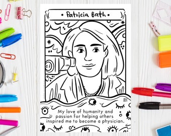 Coloring Page Black History Month Printable Drawing Women STEM Coloring Sheet Patricia Bath Women in Medicine Famous Inventor Women History