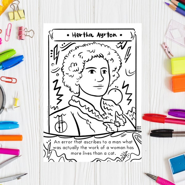 Coloring Page Women in STEM Hertha Ayrton Women in Engineering Female Engineer Week Electrical Engineering Classroom Activity Female Science