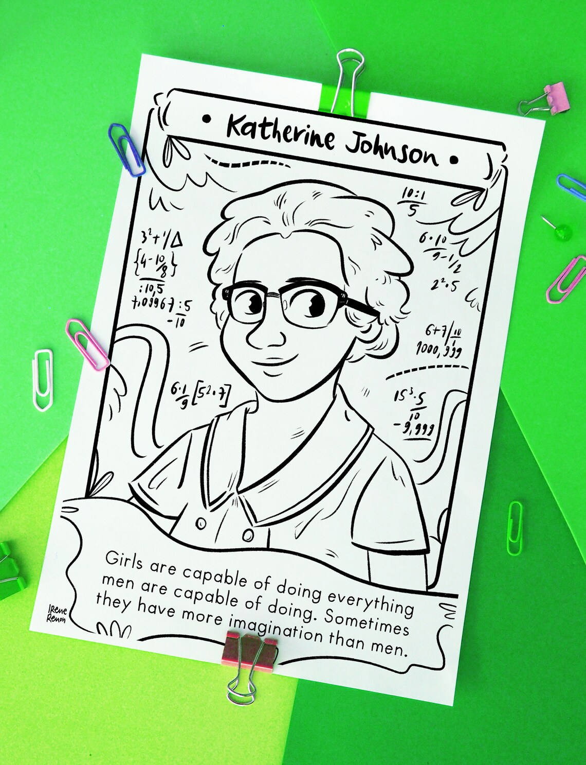 KATHERINE JOHNSON coloring page printable drawing digital | Etsy