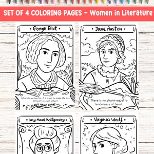 Printable Coloring Page Women in Literature Downloadable Coloring George Eliot Colouring Page Teacher Activity Female Writer Women Author