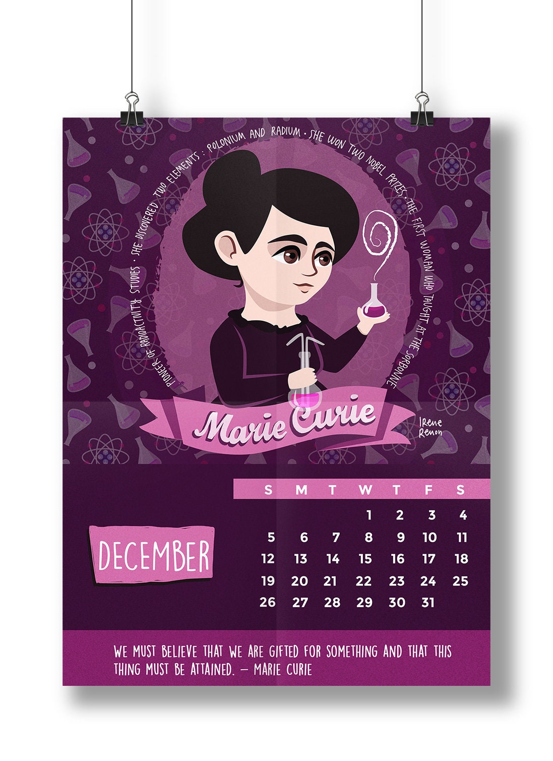 Monthly calendar of women in science 2021 Etsy