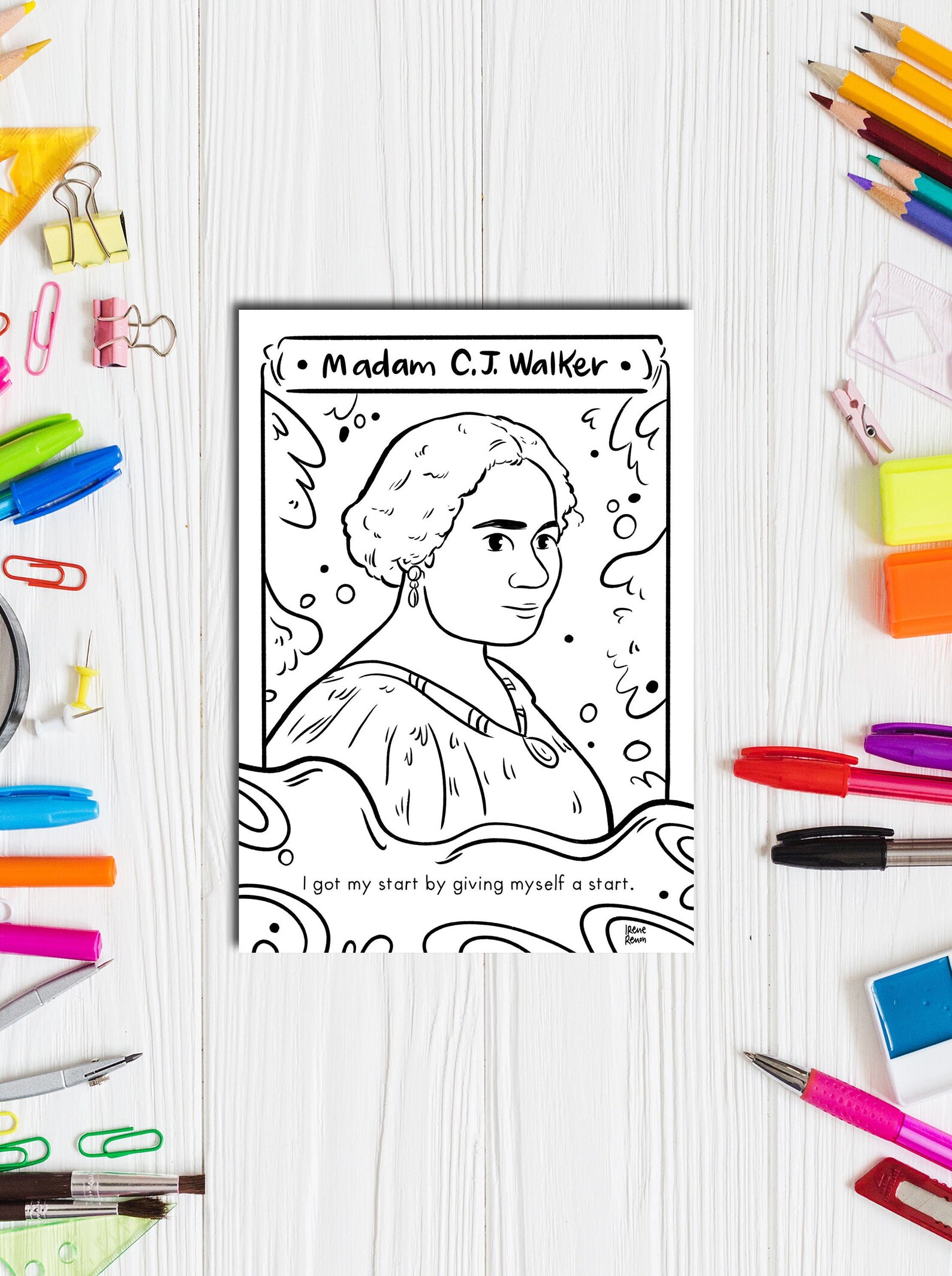 Madame C.J. Walker coloring page | Etsy