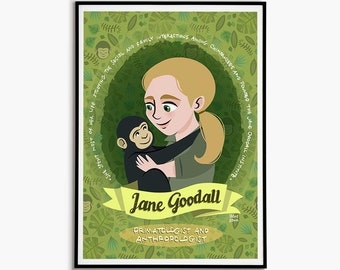 Póster científico de Jane Goodall: Mujeres en la decoración del aula STEM