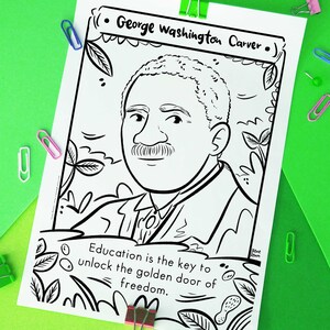 George Washington Carver Coloring Sheet Infleuntial Black Men History Printable Drawing Historical Figure