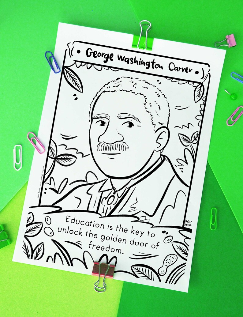 George Washington Carver Coloring Sheet Infleuntial Black Men History Printable Drawing Historical Figure