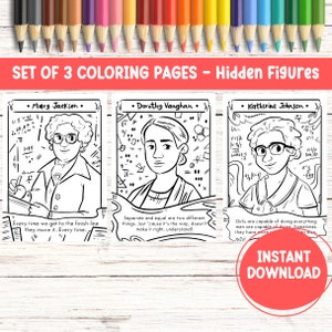Black History Month Coloring Page Hidden Figures Home School Activity Printable Drawing Coloring Sheet Elementary School Teacher Material image 1