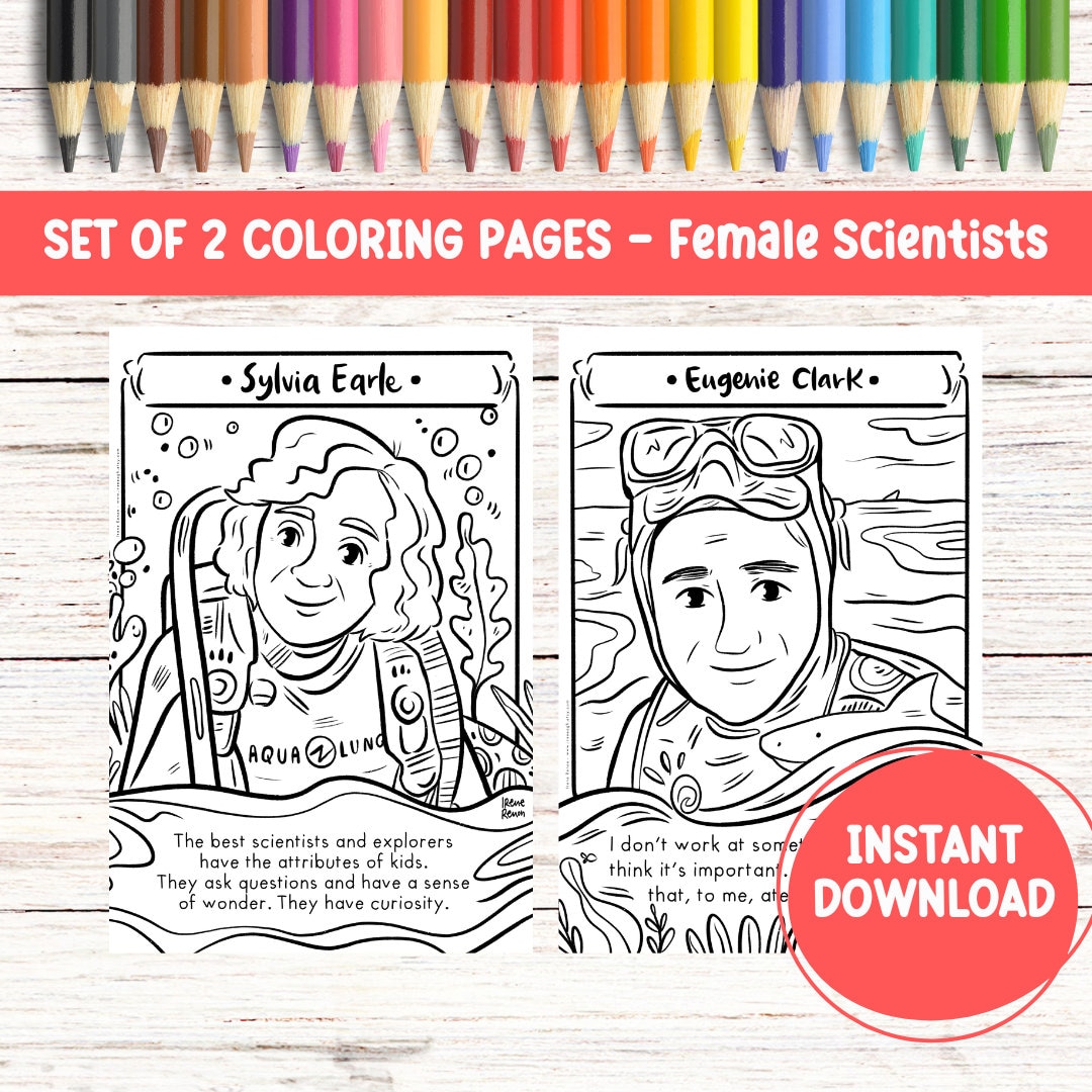 Eugenie Clark Science Coloring Page Sylvia Earle Printable Drawing ...