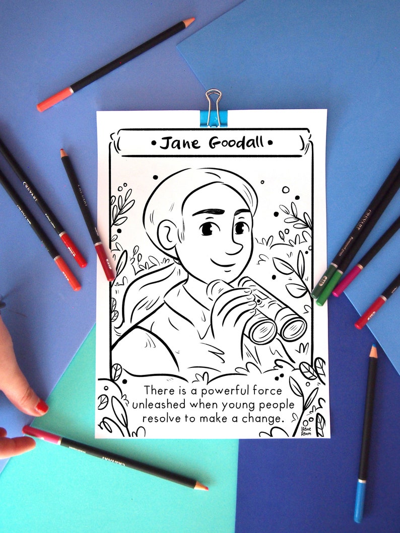 Coloring Page Png Jane Goodall Print Women in Science Coloring Sheet ...