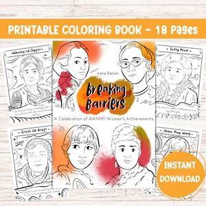 Coloring Book AANHPI Asian American Pacific Islander Coloring Sheet AAPI Heritage Month AAPI Month Asian Leader Female Icon Colouring Page