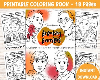 Coloring Book AANHPI Asian American Pacific Islander Coloring Sheet AAPI Heritage Month AAPI Month Asian Leader Female Icon Colouring Page