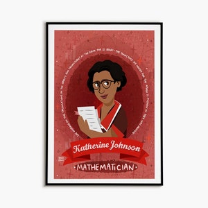 Classroom Decor Katherine Johnson Women in Science  Famous Black Scientist Poster Science Teacher Gift Women in Math Black History Month Art
