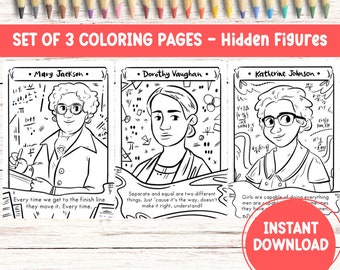 Katherine Johnson Coloring Pages Hidden Figures Black Women in Math Women History Month Coloring Sheets Bundle Black History Mary Jackson