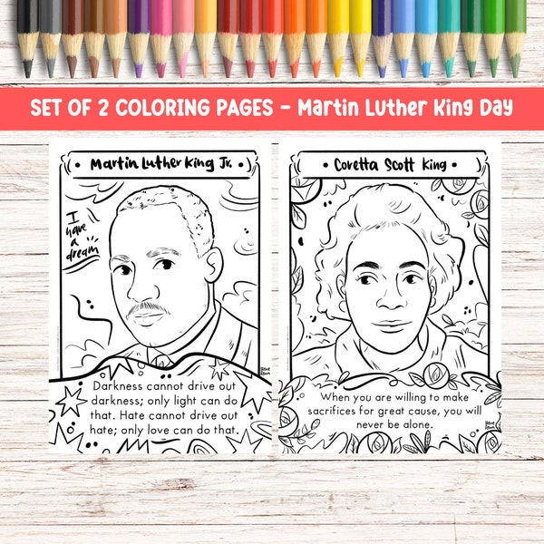 Martin Luther King Coloring Sheet Coretta Scott King Coloring Page MLK Coloring Activity Historical Leaders Coloring Black History Month Art
