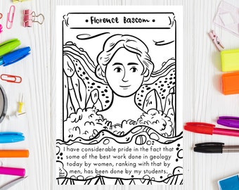 Florence Bascom Coloring Page: Women in Science STEM (Digital Download)