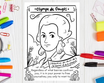 Olympe de Gouges Coloring Page: Women's History Month Activity (Digital Download)