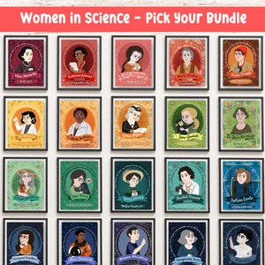 Set di cartoline illustrate donne e scienza - digital download