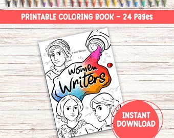 Coloring Book Pdf Female Writer Women History Month Adult Coloring Page Downloadable Women Art Women Author Literature Print Downloadable