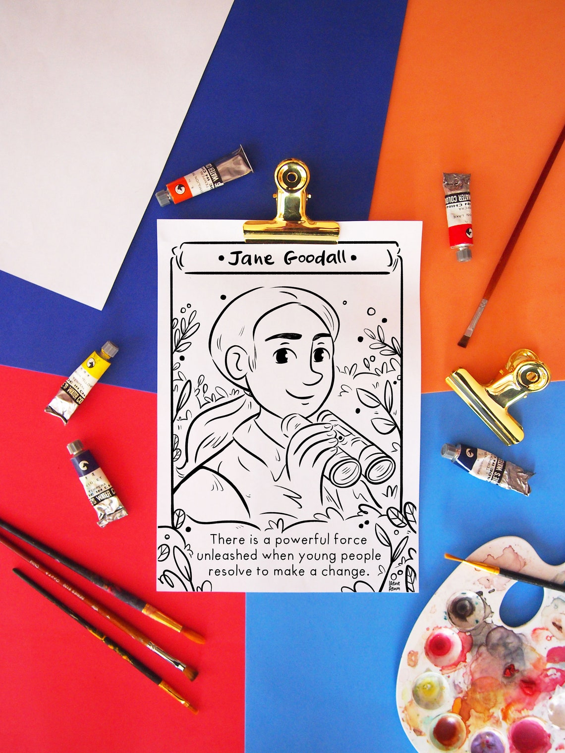 Coloring Page Png Jane Goodall Print Women in Science Coloring Sheet ...