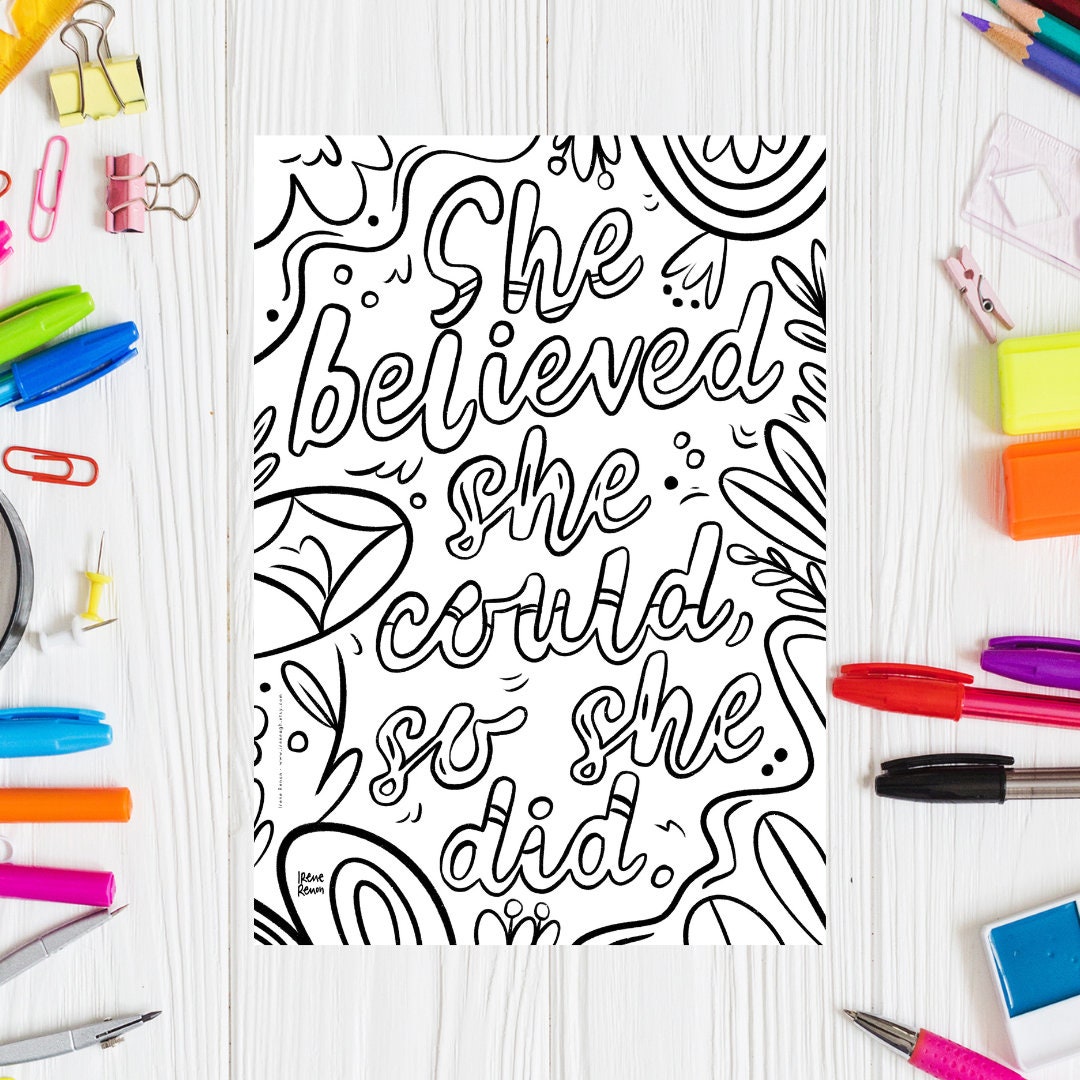 Feminist Coloring Page Empowerment Printable Drawing Gender Equality ...