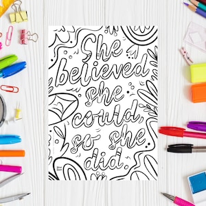 Feminist Empowerment Coloring Page: Inspirational Women&#39;s Art (Digital Download)