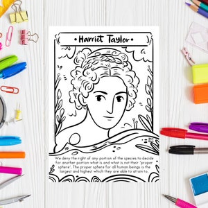 Harriet Taylor Coloring Page: Women&#39;s History Printable (PDF)