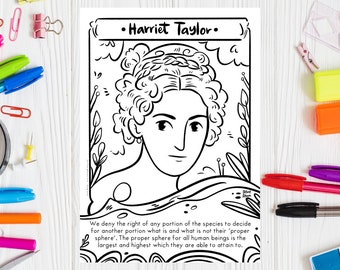 Harriet Taylor Coloring Page: Women's History Printable (PDF)