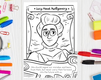 Lucy Maud Montgomery Coloring Page: Anne of Green Gables Printable (Digital Download)
